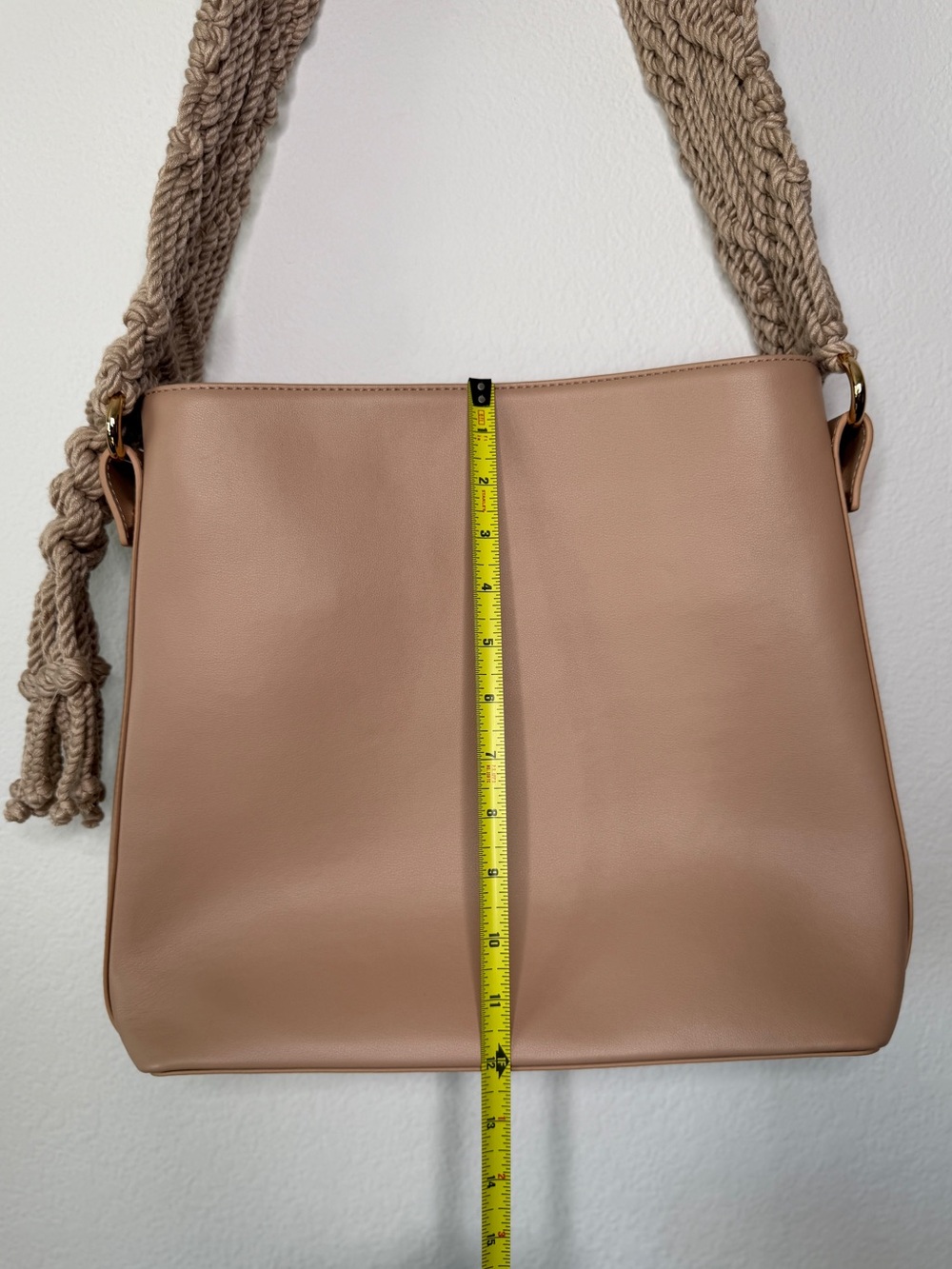 Jonathan Simkhai Shoulder Bag Britt Macrame Strap Blush Beige Gold Hardware - Picture 10 of 15